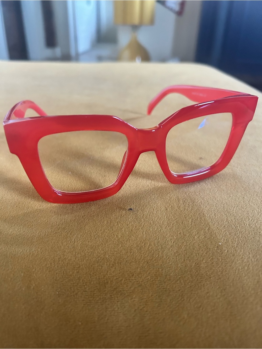 Anthropologie Chunky Cara Red Glow Blue Light Readers +1.50